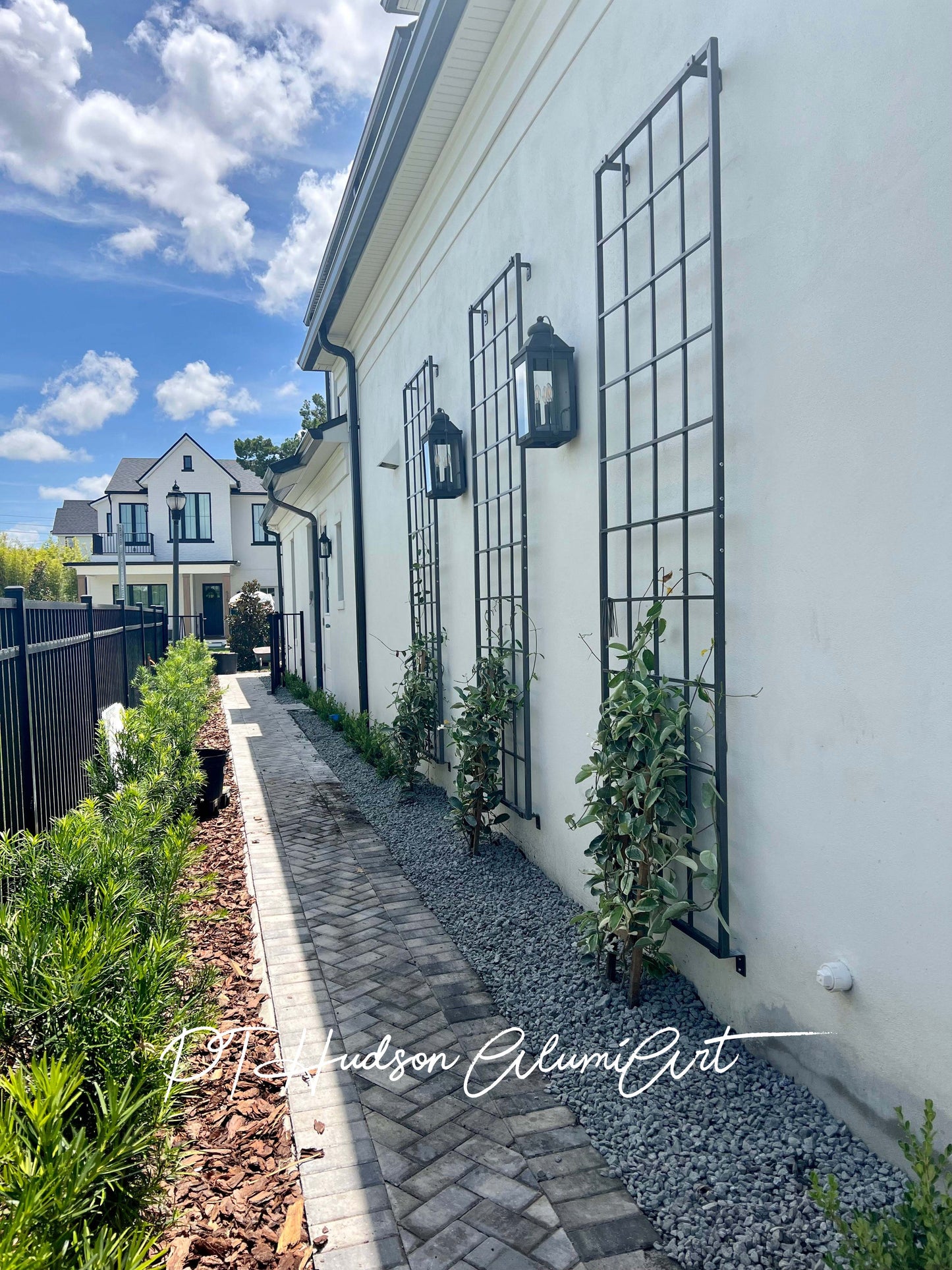 Large Vertical Classic Metal Garden Trellis, Multiple Sizes and Color Available, Wall Mounted or Staked options, up to 9ft high, All Aluminum, Handcrafted in USA, Non Rusting, Powder Coated Finishes