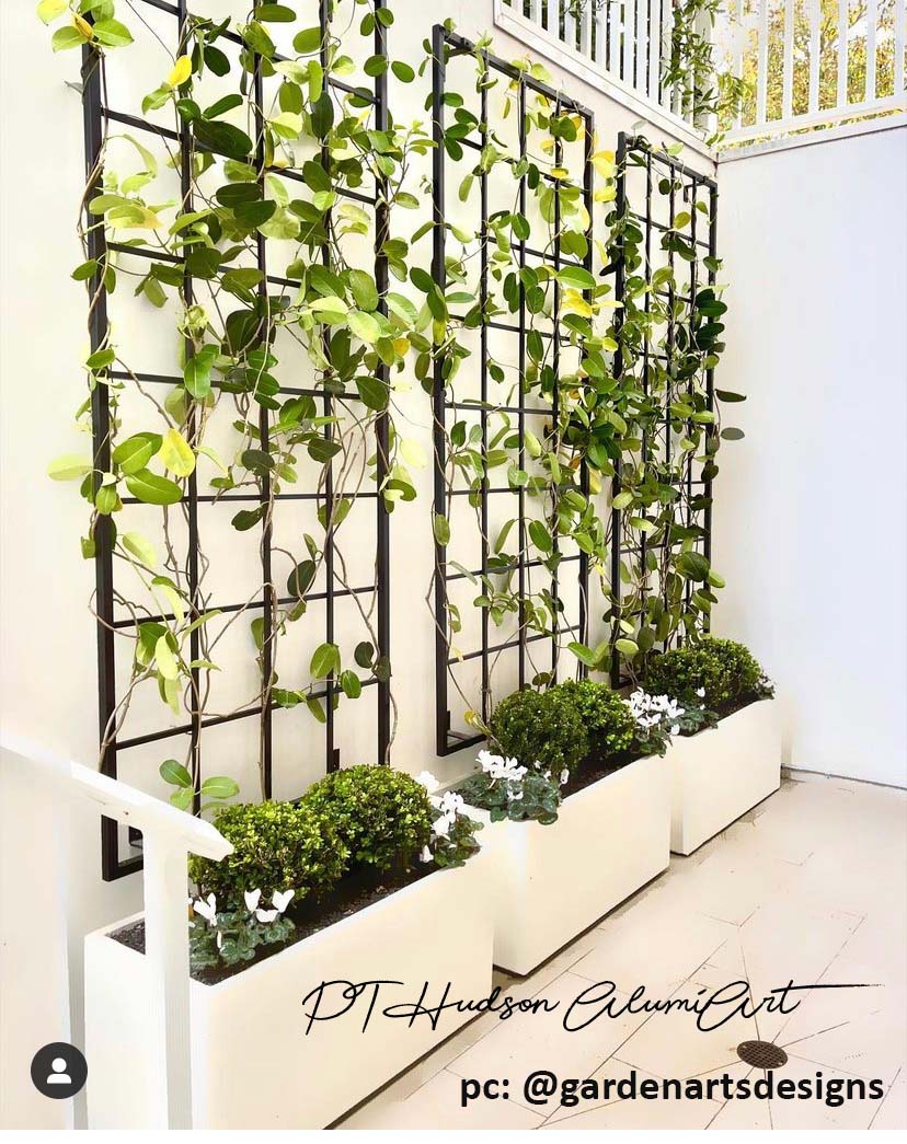 Large Vertical Classic Metal Garden Trellis, Multiple Sizes and Color Available, Wall Mounted or Staked options, up to 9ft high, All Aluminum, Handcrafted in USA, Non Rusting, Powder Coated Finishes
