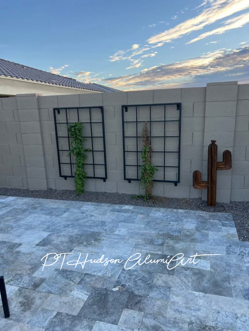 Large Square Classic Metal Garden Trellis, Multiple Sizes and Colors Available, Wall Mounted or Staked options, All Aluminum, Handcrafted in USA, Non-Rusting, Powder Coated Finishes