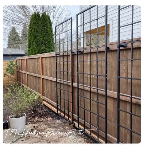 Large Vertical Classic Metal Garden Trellis, Multiple Sizes and Color Available, Wall Mounted or Staked options, up to 9ft high, All Aluminum, Handcrafted in USA, Non Rusting, Powder Coated Finishes