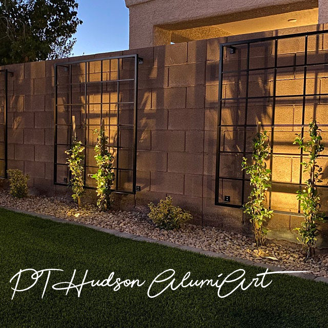 Large Square Classic Metal Garden Trellis, Multiple Sizes and Colors Available, Wall Mounted or Staked options, All Aluminum, Handcrafted in USA, Non-Rusting, Powder Coated Finishes