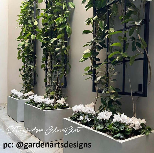 Large Square Classic Metal Garden Trellis, Multiple Sizes and Colors Available, Wall Mounted or Staked options, All Aluminum, Handcrafted in USA, Non-Rusting