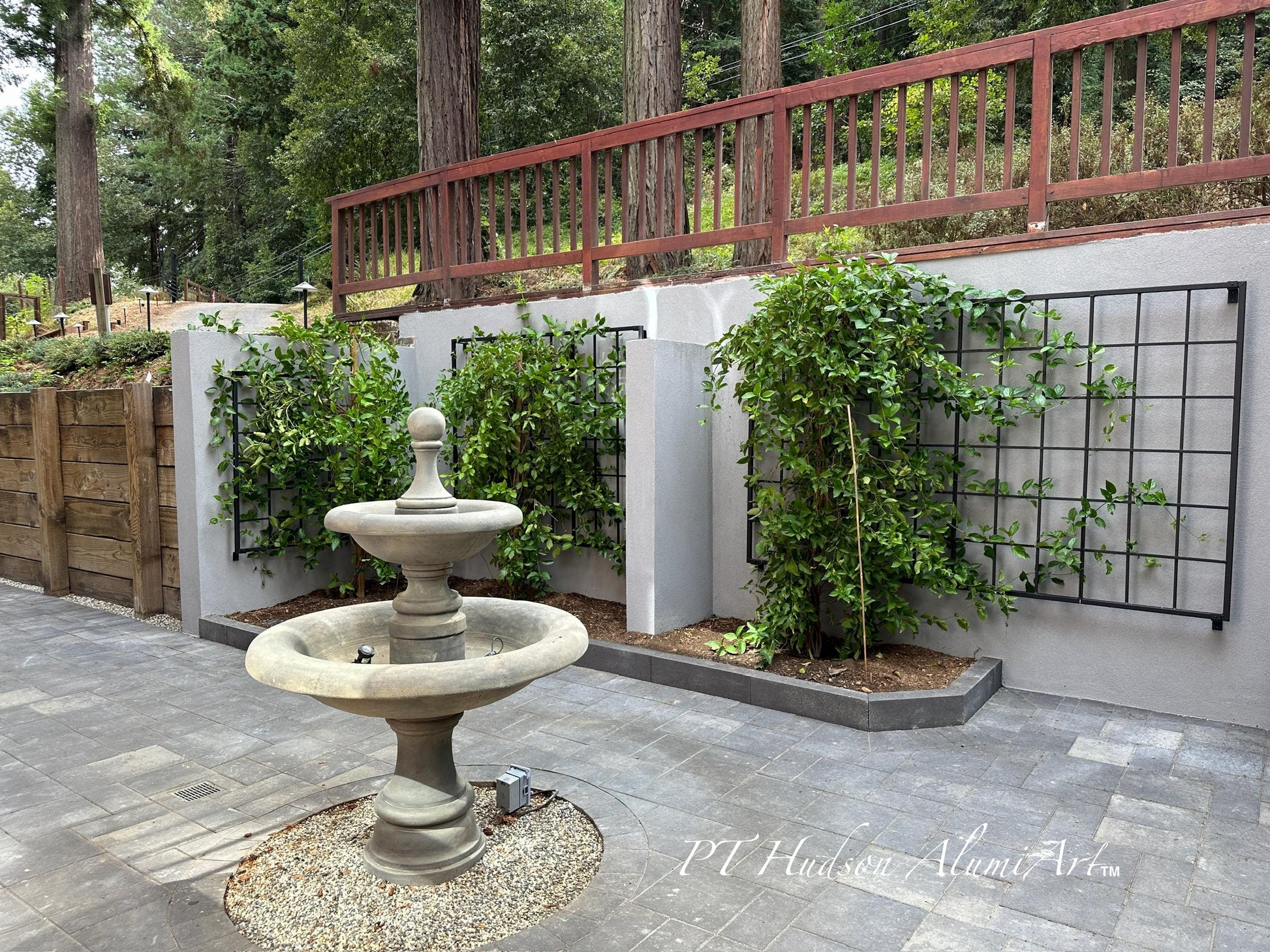 steel and wood trellis Jumbo Horizontal Classic Metal Garden Trellis, Multiple Sizes and Colors Available, Wall Mounted or Staked options, up to 12ft wide, All Aluminum,