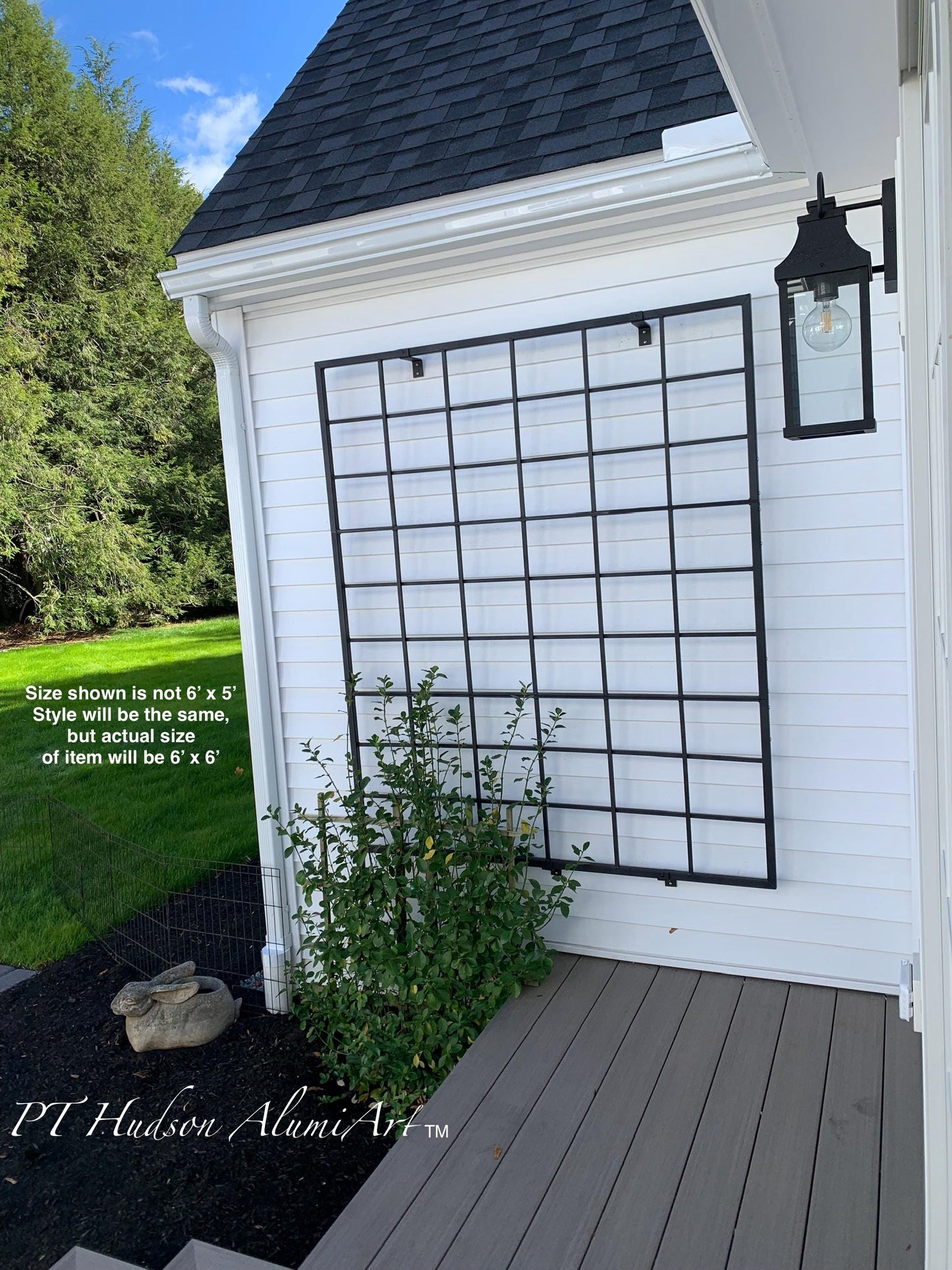 non wood trellis Jumbo Square Classic Metal Garden Trellis, 6’ x 6’, Multiple Colors Available, Wall Mounted or Staked options, up to 12ft wide, All Aluminum,