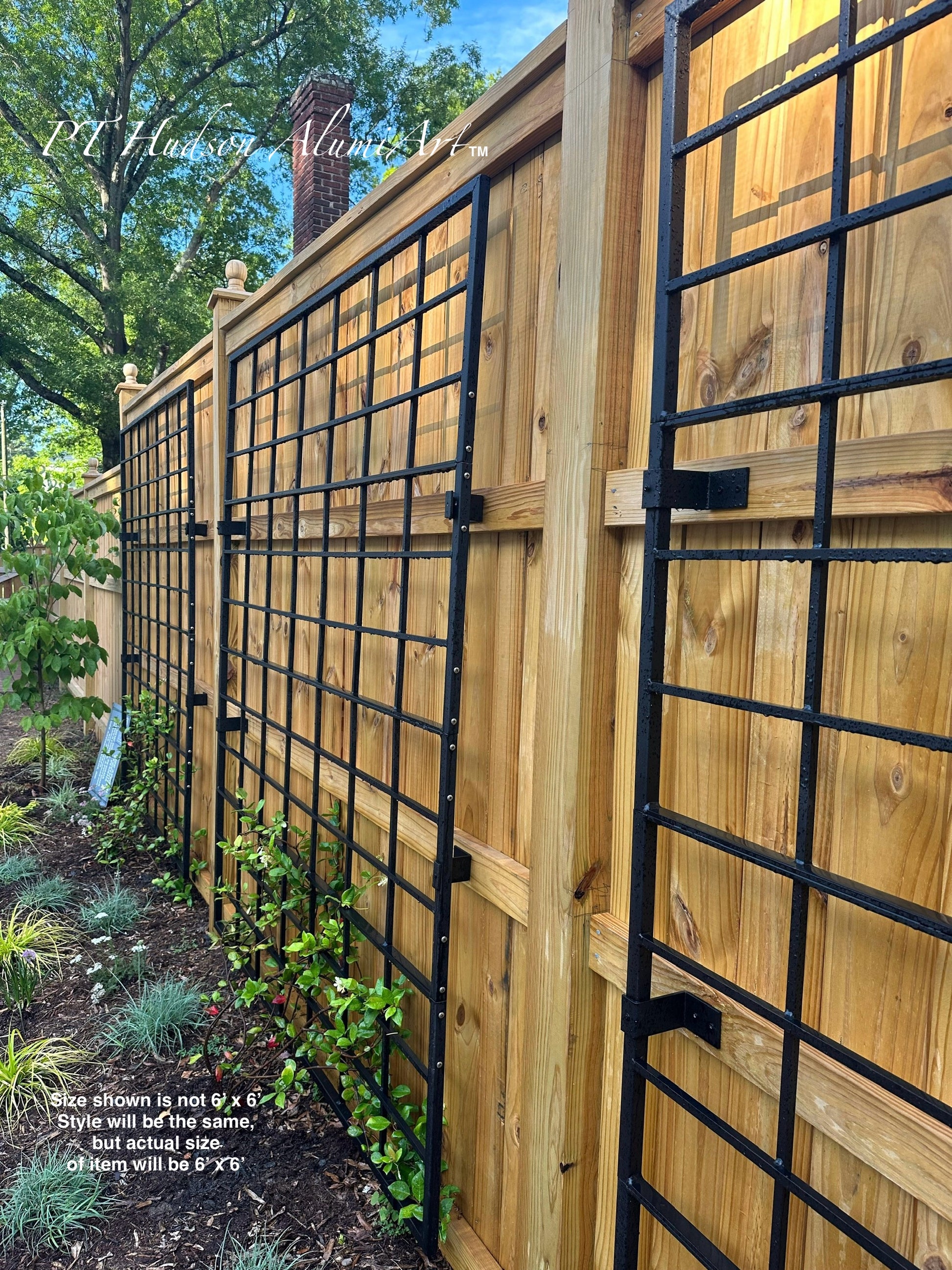wood and steel trellis Jumbo Square Classic Metal Garden Trellis, 6' x 6', Multiple Colors Av – PT Hudson Garden Trellises & More